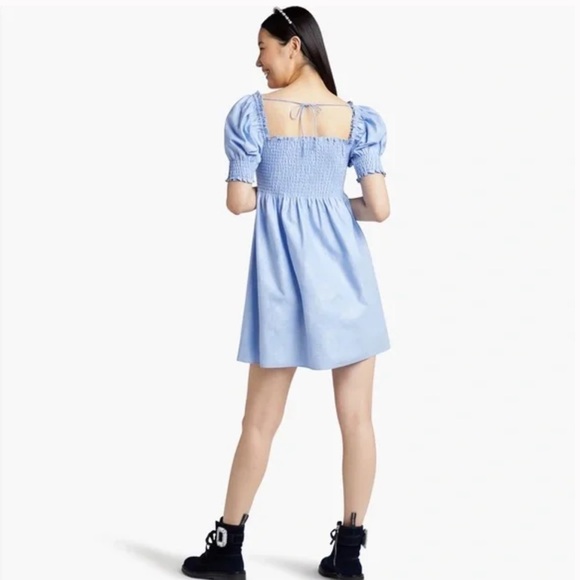 HILL HOUSE light blue glitter check Athena mini nap dress M NEW - Picture 2 of 9